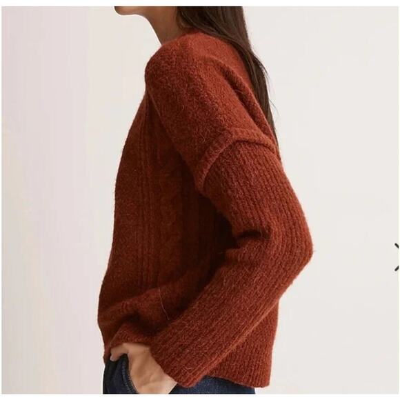 NWT Madewell Plus Cable Havener Pullover Sweater Alpaca Size 3X Heather Auburn - Picture 3 of 9